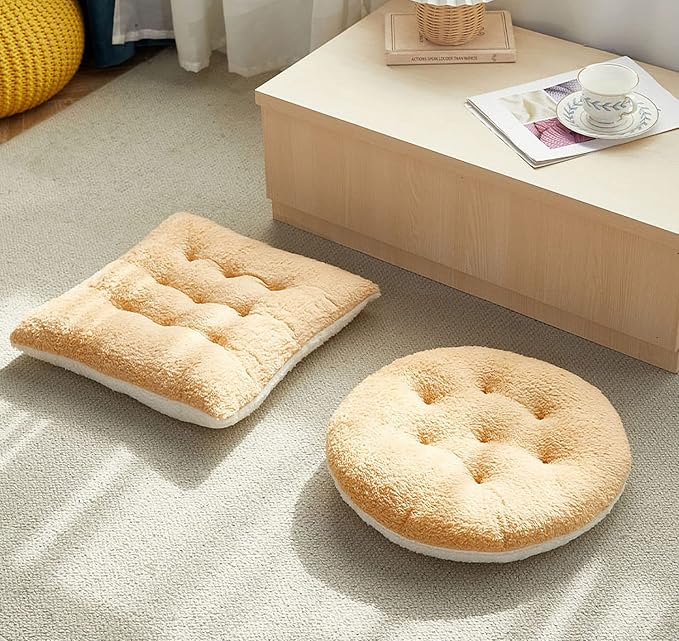 Comfortable Square and Round Artificial Lambswool Chair Pads,Soft Fluffy Chair Seat Cushion Plush Cushions Seat Pad for Home Office Meditation (17 inch(45cm), Round-Pink)
