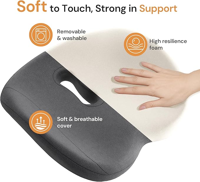 CabSupport M3 Pro Ergonomic Seat Cushion - Upgraded Extra Large & Thick Design, Dynamic Lumbar Support & Spineseat Patented Spine Alignment, Breathable Posture Corrector for Office Chair, Car & Gaming
