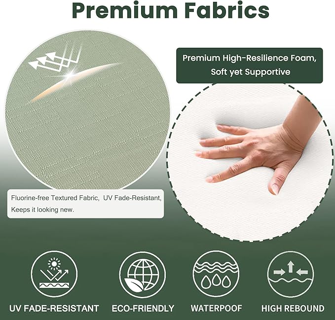 Battilo Chair Cushions for Dining Chairs with Ties, Indoor/Outdoor Kitchen Chair Pad with Non-Slip Backing, Dining Seat Cushion with Machine Washable Removable Cover, 16"x16"x2", Set of 2, Sage Green