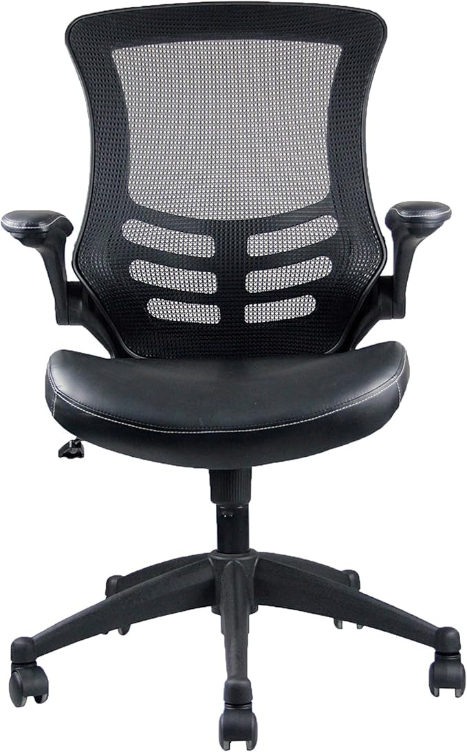 Stylish Mid-Back Mesh Office Chair With Adjustable Arms. Color: Black