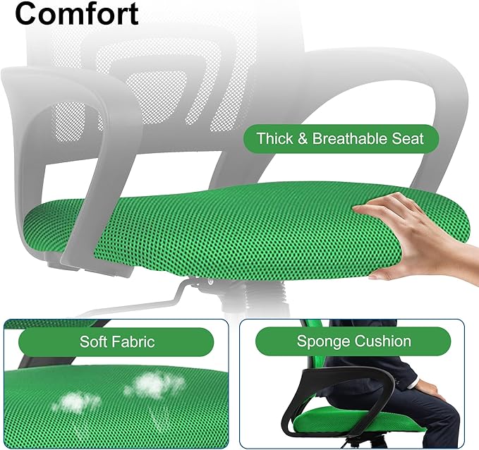 Computer Desk Chair,Work Chairs for Home Office,Ergonomic Office Chair with Lumbar Support,Mesh Office Chair with Arm and Wide Comfortable Seat,Adjustable Rolling Office Chair,Green