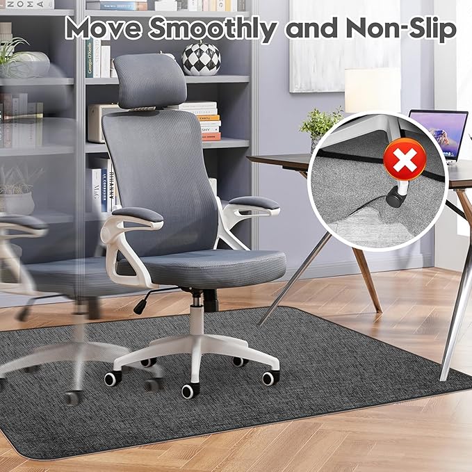 Sycoodeal Office Chair Mat for Hardwood & Tile Floor,Computer Gaming Chair Mat for Rolling Chairs Non-Curve, Anti-Slip, Heavy Duty Floor Protector for Home Office,Black (40" x 55")