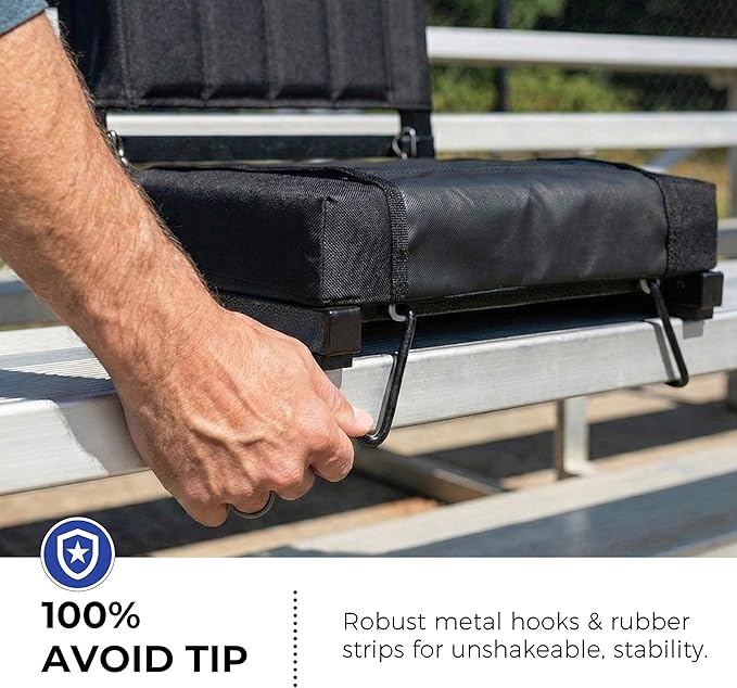 SPORT BEATS Stadium Seats with Back Support Bleacher Chairs with Back and Cushion Thick Padded Bleacher Seats Includes Shoulder Strap