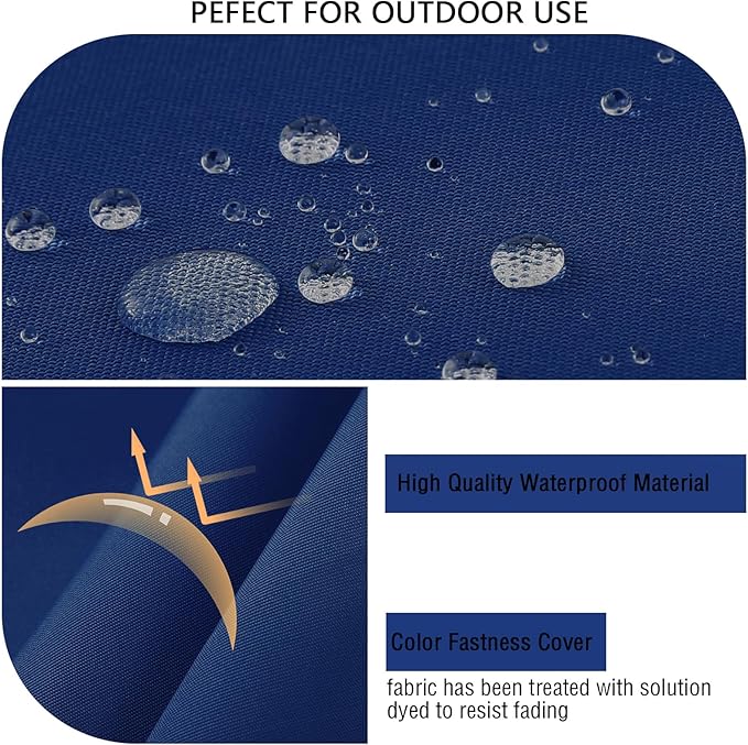 idee-home Outdoor Chair Cushions Set of 2, Waterproof Outdoor Seat Cushions for Patio Furniture, Outside Replacement Chair Pad with Ties for Lawn Deck Porch, 22 x 22 Navy Blue