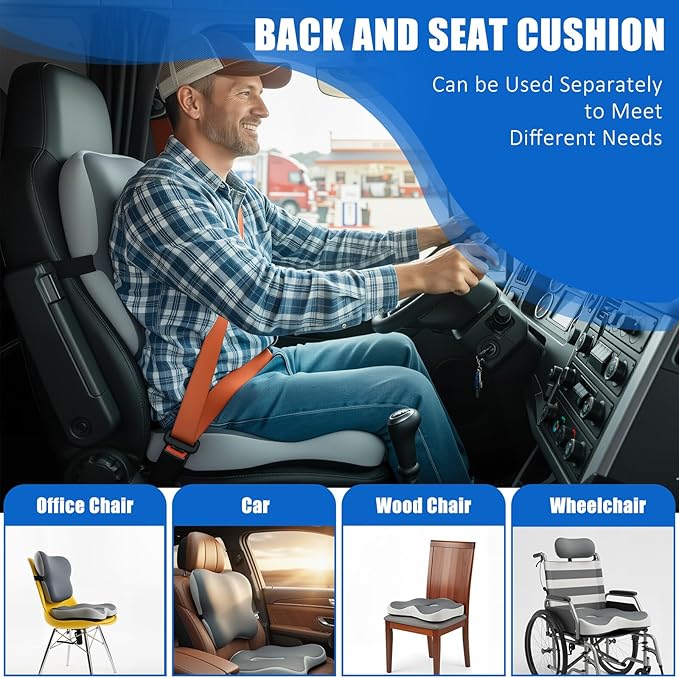 SFSFSCDF Memory Foam Comfort Seat Cushion，Lumbar Support Pillow for Sciatica & Tailbone，Office Chair Cushion，Suitable for Office，Chairs,Automobiles, Wheelchairs, Home and Office Use (Seat Cushion)