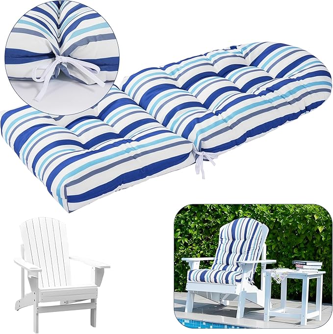 Enipate Weather Resistant Adirondack Chair Cushions High Back Rocking Chair Cushion Indoor Outdoor Patio Tufted Thicken Lounge Cushion Seat Pad