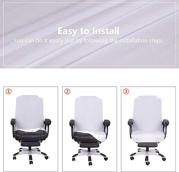 SARAFLORA Office Chair Cover- Medium, White- Removable Computer Chair Cover for Office Chair with Zipper for Universal Rotating Chair Desk Chair Cover Chair Seat Washable Protector for Pets