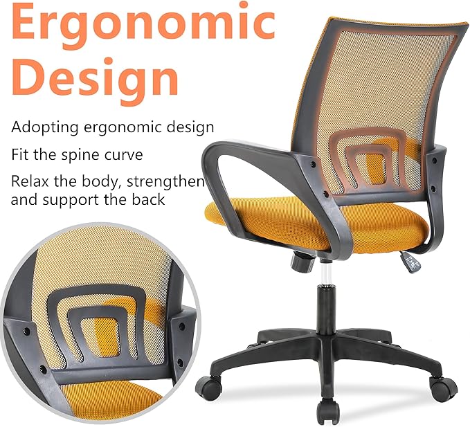 PayLessHere Home Office Chair Desk Computer Chair Adjustable Ergonomic Chair Lumbar Support Armrest Executive with High Density Mesh 360 Degree Swivel Chair for Adults Chair (Pack of 2, Orange)