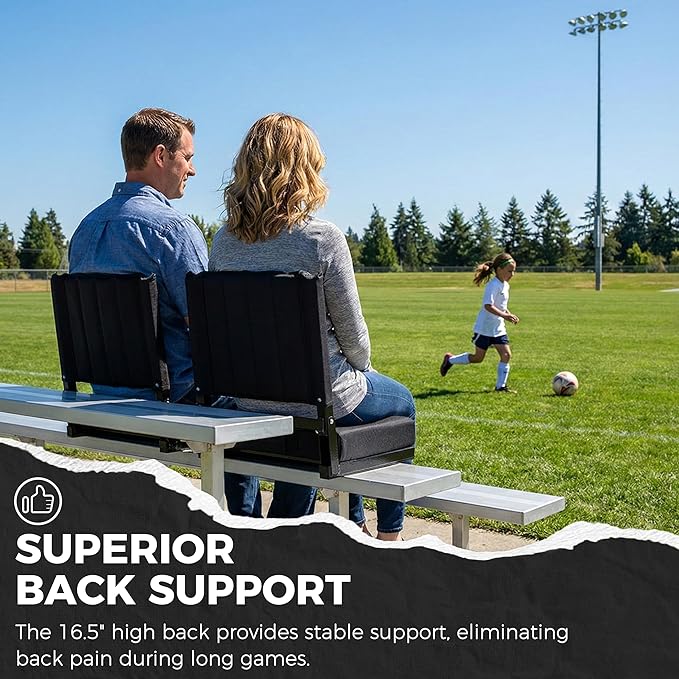 SPORT BEATS Stadium Seats with Back Support Bleacher Chairs with Back and Cushion Thick Padded Bleacher Seats Includes Shoulder Strap