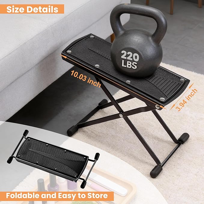 ZtohPyo Foldable Foot Rest, 6-Height Adjustable Spa Foot Stand, Non-Slip Sturdy Foot Care Stand for Easy Home Pedicures, Beauty Pedicure Stool Tool