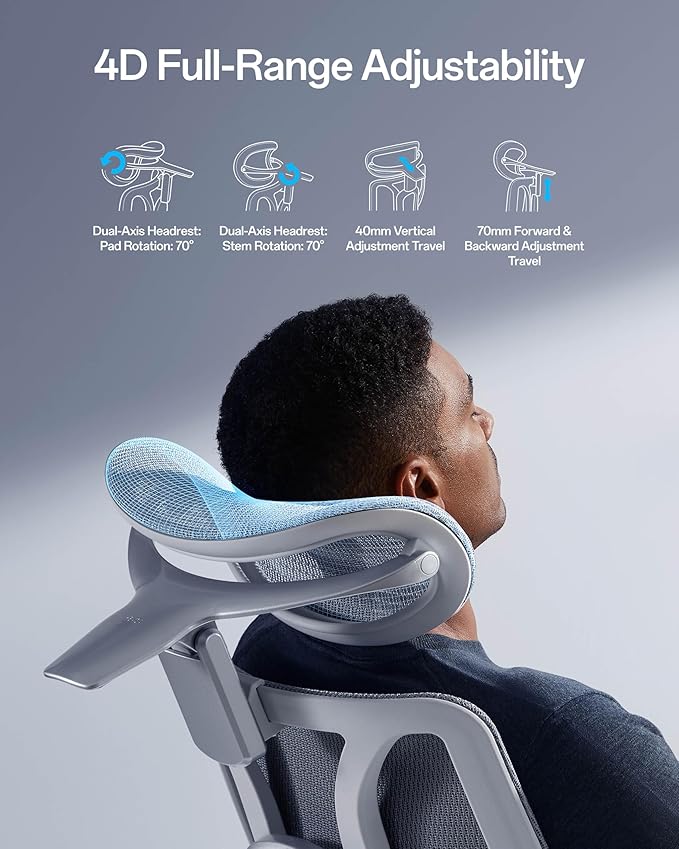 Hbada E3 Pro 2026 Edition Ergonomic Office Chair, Mesh Desk Chair with 3-Zone Floating Lumbar Support, Upgraded 4D Headrest, 720° Armrests, Grey with Footrest