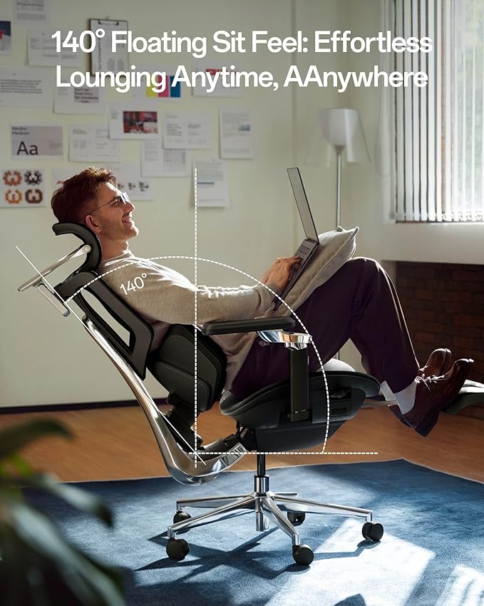 Hbada X7 Smart Ergonomic Chair, Office Chair, with Fully Automated Lumbar Tracking, 4D Adjustable Headrest, 720° Adjustable Armrests, Ventilated Seat Cushion, Swivel, Black