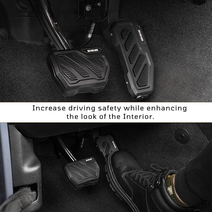 Anti-Slip Gas Pedal Brake Pedal Covers, Foot Pedal Pads Kit Compatible with 2018-2026 Wrangler JL JLU 4XE & Gladiator JT Brake and Gas Accelerator Pedal Covers Aluminum No Drilling 2 PCS