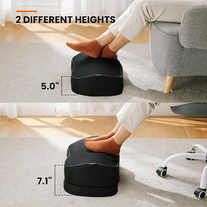 ErGear Foot Rest for Under Desk at Work - Adjustable Foot Rest with Breathable Washable Cover, Ergonomic Memory Foam FootRest for Home, Office Footrest of Latex-Like Slow-Bouncing Memory Sponge