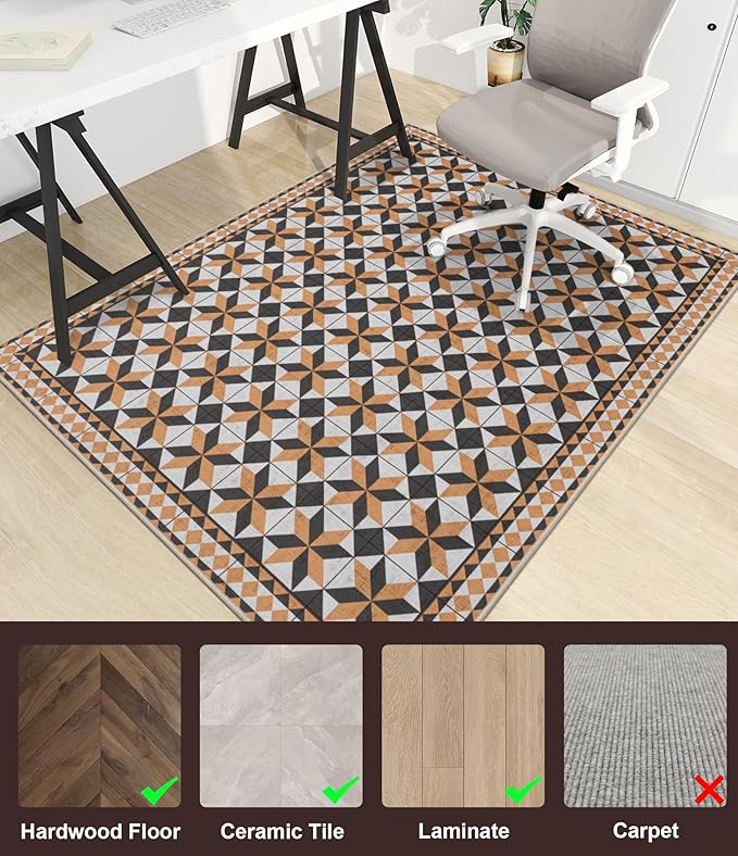 chakme Office Chair Mat for Hardwood Floor, 72"x48" Easy Glide Computer Desk Mat Protector for Rolling Chair Under Desk Rug Nonslip Backing, Machine Wash, (Plaid)