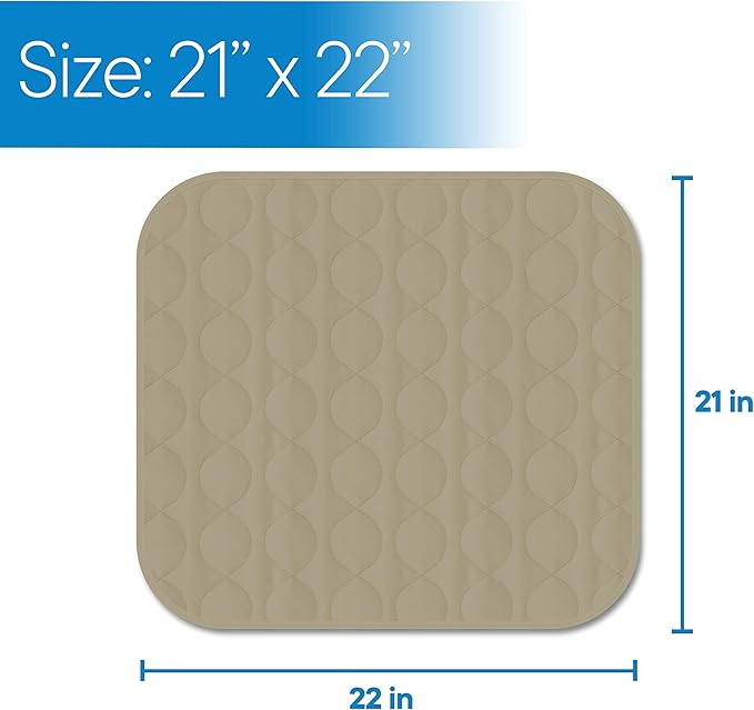 RMS Incontinence Chair Pad - Washable & Reusable Seat Protector & Bed Pad 22"x21" (Tan)