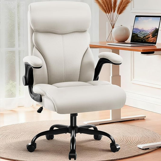 AreShark Office Chair - Executive High Back Breathable Comfy Desk Chair with Lumbar Support - Ergonomic Leather Rolling Swivel Computer Chair with Rock Function for Working Studying Gaming Relaxing