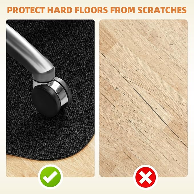 Office Chair Mat for Hardwood and Tile Floor, 55" x 35" Computer Chair Mat, Non-Slip Floor Protector, Under Desk Mat for Rolling Chair, Black