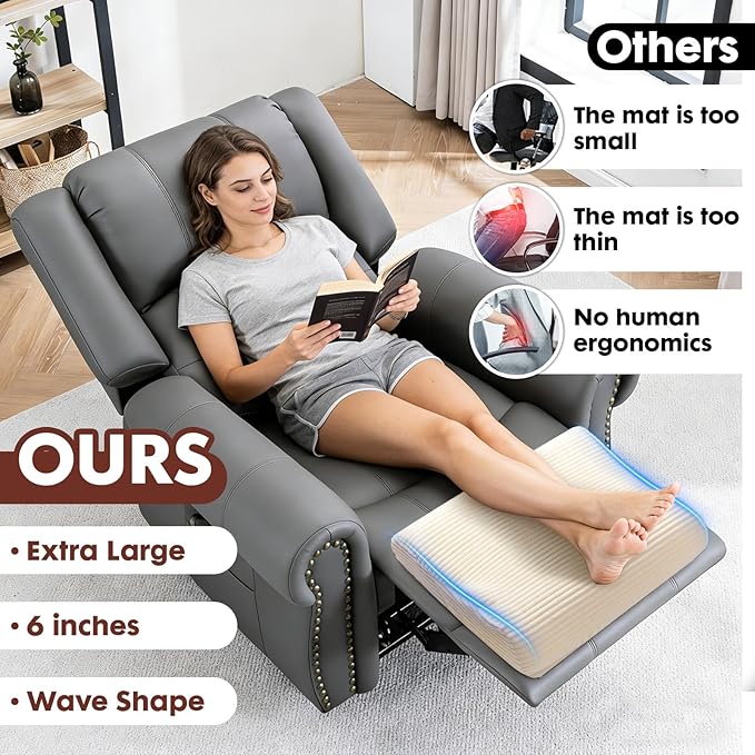 B Shape Corduroy Recliner Foot Pillow, Foam Extra Large Foot Rest Cushion with Adjustable Straps, Suitable for Bed Chair Sofa Headrest Back Lumbar Leg Support Pillow (Beige)