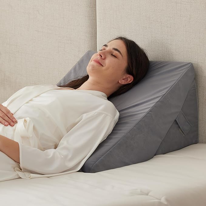 Ruqmuis Bed Wedge Pillow for Sleeping, 9&12 Inch Adjustable Wedge Pillow Set for After Surgery, Triangle Pillow for Back Pain Relief, Leg Support, Acid Reflux, Gerd, Velvet