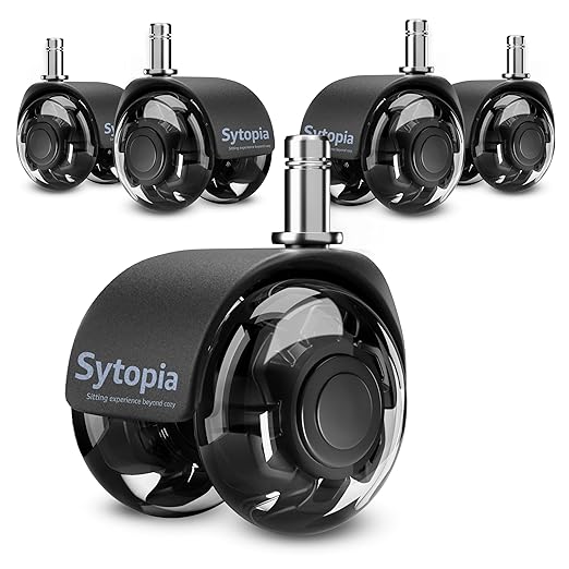 Office Chair Wheels 2" Desk Chair Caster Wheels Smooth Roller Style Quiet for Carpet and Hardwood Floors Universal Fit 11x22 mm Set of 5 Black
