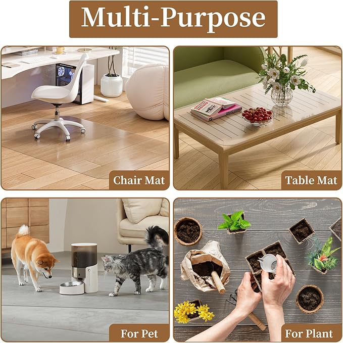 Office Chair Mat for Hardwood Floor - 30" X 48" PVC Clear Floor Protector Mat for Hard Floors, Non-Slip Desk Chair Mat for Home Office, Protects Laminate Tile Vinyl - Can't be Used on Carpet