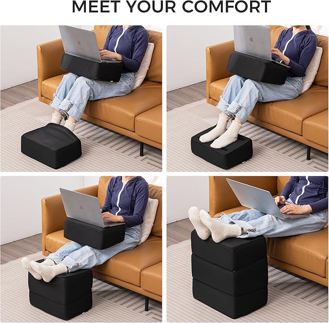 Ganondorf 3PCS Foot Rest for Under Desk at Work Adjustable Foot Rest Under Desk Ergonomic Foot Stools for Under Office Desk Large Leg Pillow for Underdesk Footrest with Warm Sherpa Topper, Mesh Black