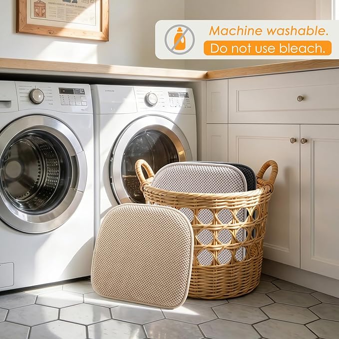 SWEMSTAR Chair Cushions - 15"*17" Kitchen Dining Chair Pads Foam Seat Cushion for Chairs Barstool Cushions Non Slip Seat Pad Set of 4 - Beige