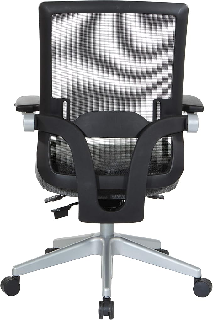 Space Seating 867 Series Adjustable Manager's Chair with Breathable Mesh Back, Lumbar Support and Padded Flip Arms, Charcoal Fabric Seat with Silver Nylon Base