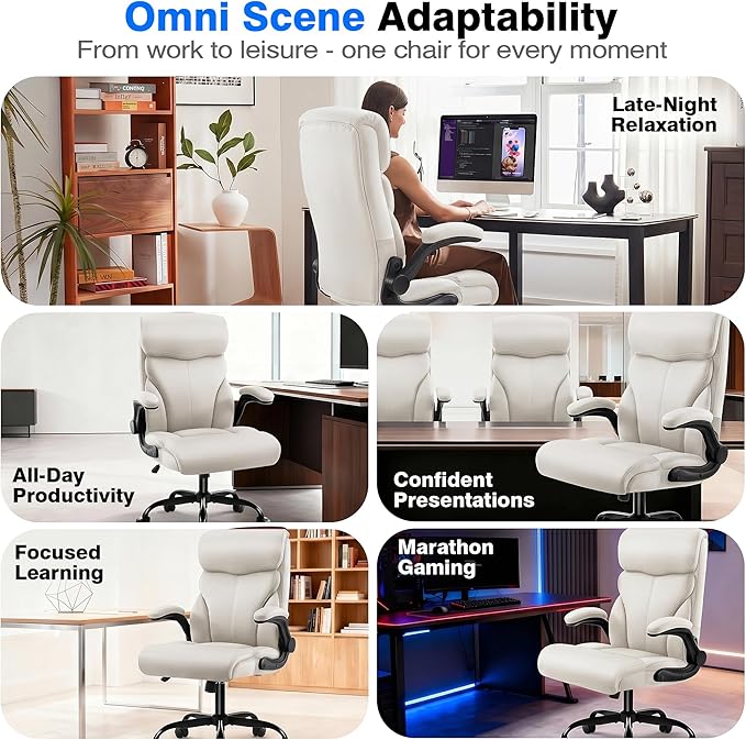 AreShark Office Chair - Executive High Back Breathable Comfy Desk Chair with Lumbar Support - Ergonomic Leather Rolling Swivel Computer Chair with Rock Function for Working Studying Gaming Relaxing