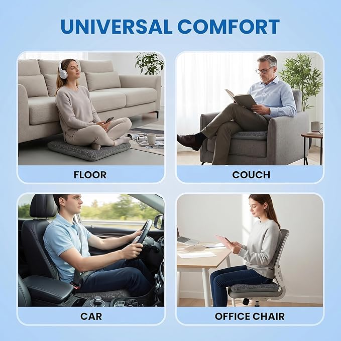 Ganondorf Extra Large Recliner Seat Cushion for Elderly Tufted Furry Booster Foam Cushion, Pressure Relief for Long Sitting Orthopedic Chair Cushion for Recliners Office Chairs, Grey