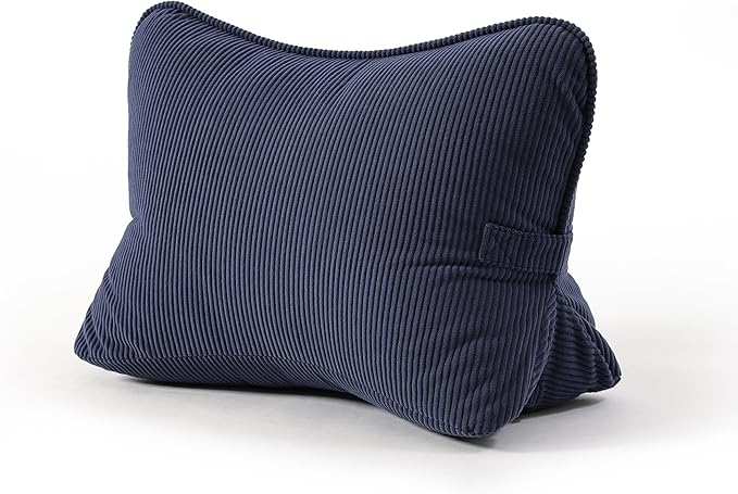 Pat. Pend. Corduroy Wedge Back Support Pillow with Lumbar Support, Back Cushion for Sofa or Bed Sitting, Back Pillow for Reading & Relaxing, Navy Blue