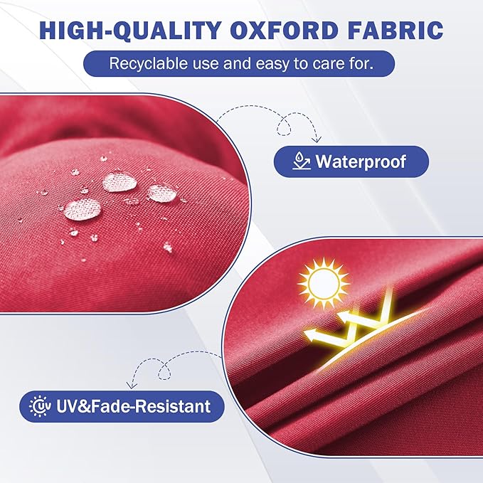IPYNBAP Rocking Chair Cushion, Waterproof and Fade-Resistant Patio Chair Cushions, Tufted Chair Pads for Rocker Furniture, 17x17 Inch, Indoor/Outdoor Seat Cushions with Ties, Burgundy