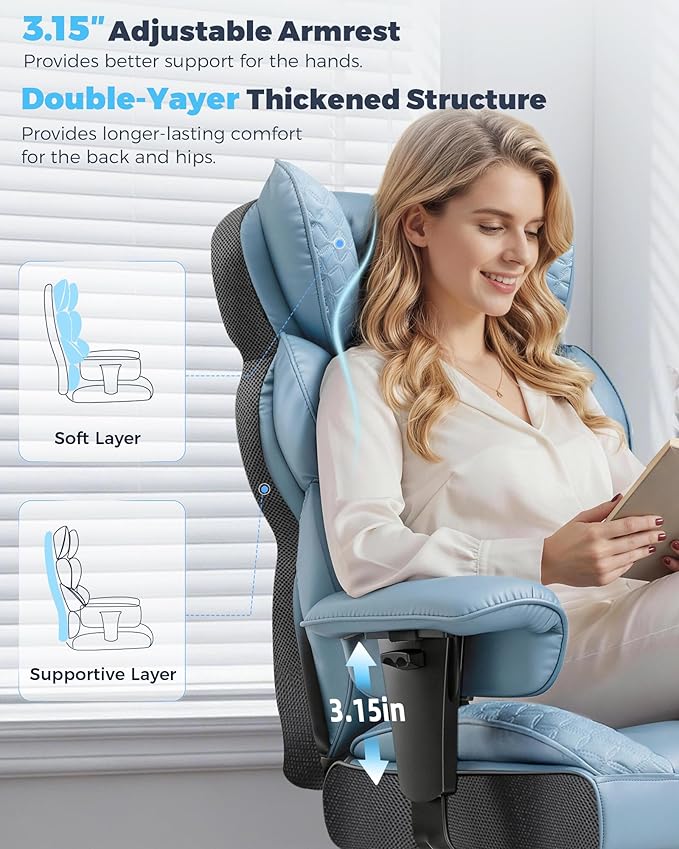 GTPLAYER Big and Tall Gaming Chair Ergonomic Heavy Duty Office Chair Racing Seat with Adjustable Lumbar Pillow Footrest 150° Reclining Thickened Armrests Breathable Mesh for Esports/PC Gaming