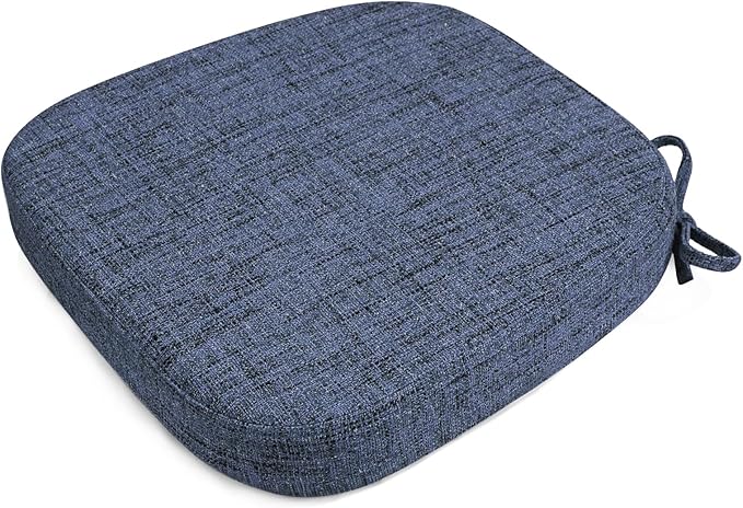 SINOSSO Thickened 2.5" Dining Chair Cushion, Soft Blended High Density Support Foam Kitchen Seat Cushion with Ties, U-Shaped Non-Slip Indoor Chair Pad, 16.5" x 16", 1 PCS, Blue