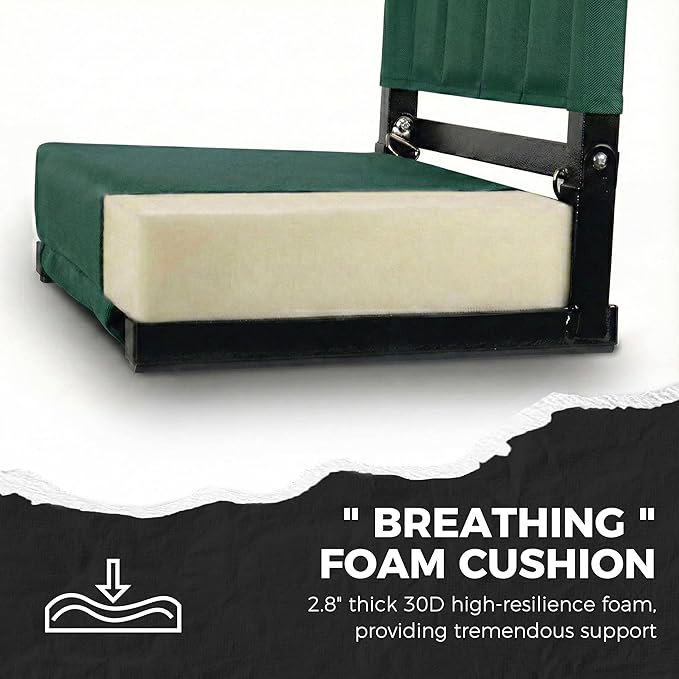 SPORT BEATS Stadium Seats with Back Support Bleacher Chairs with Back and Cushion Thick Padded Bleacher Seats Includes Shoulder Strap