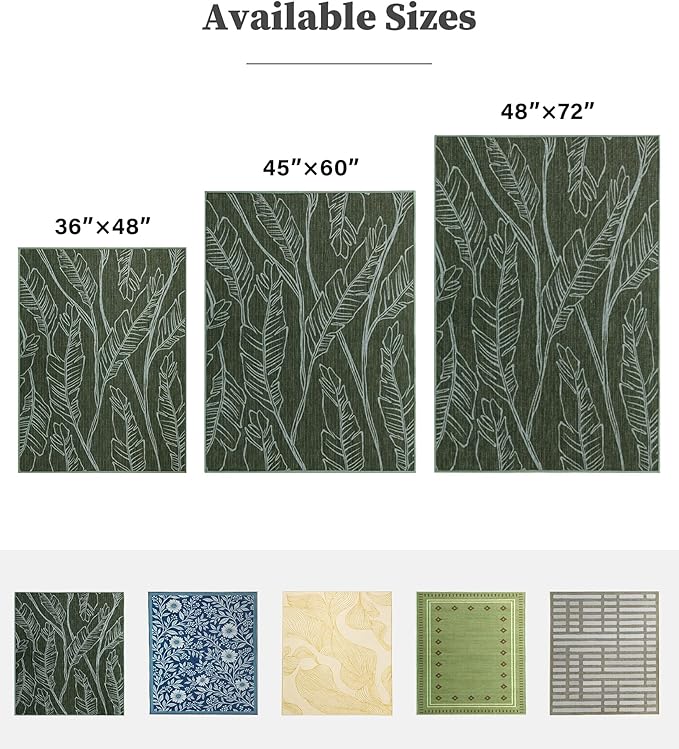 chakme Office Chair Mat for Hardwood Floor, 72"x48" Easy Glide Computer Desk Mat Protector for Rolling Chair Under Desk Rug Nonslip Backing, Machine Wash, (Dark Green Leaf)