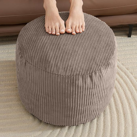 WSOFRLAC Pouf Ottoman Foot Stools Ottoman with Foam Small Corduroy Ottomans for Living Room Ottomans Pouf 20x15 Floor Poufs Foot Rest for Office Chair Brown Foot Stool Small