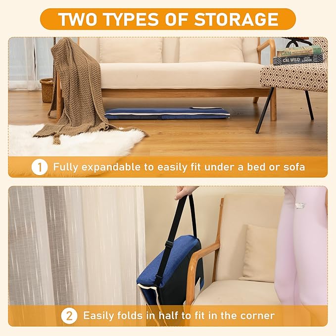 FASTMOMENT 14-Position Adjustable Floor Chair with Back Support - Portable Gound Seating for Adults & Kids, Foldable Meditation Chair with Japanese KOYO Bearings & Washable Linen Cover (Blue)