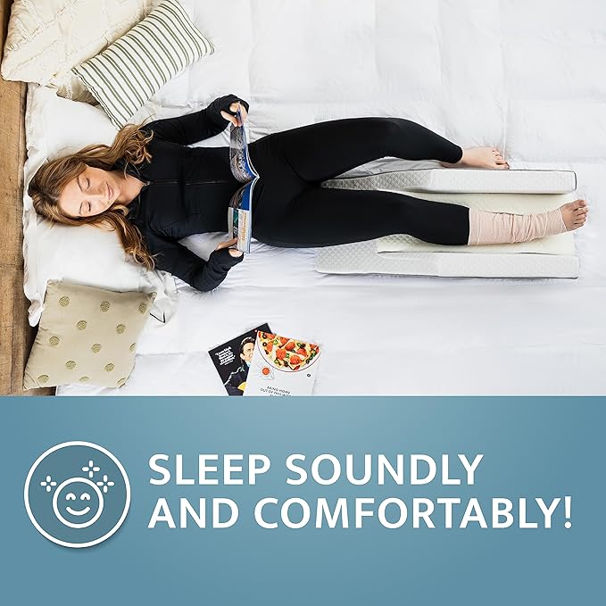 Kӧlbs Single Or Double Leg Elevation Pillow | Post Surgery Leg Pillow | Stylish Chic Jacquard Cover | Ankle Knee and Leg Support Pillow for Injury After Surgery (Adjustable)