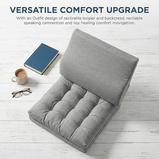baibu Memory Foam Recliner Cushions with Lumbar Support Pillow for Elderly, 20x20x5 Inch Thick Dual-Layer Patent Design Non-Slip Recliner Seat Cushion for Reduce Hip & Lumbar Pain, Grey