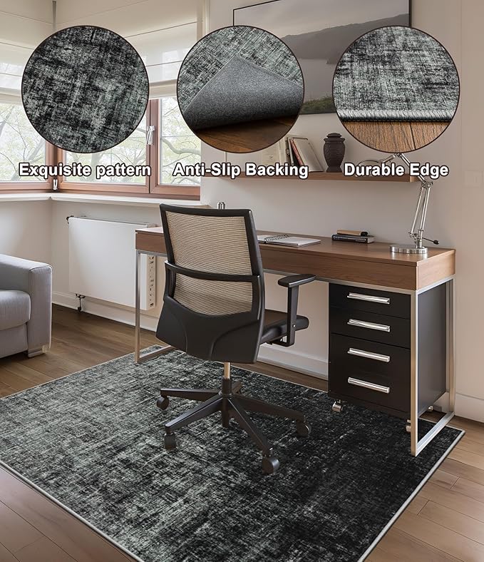 chakme Office Chair Mat for Hardwood Floor, 48"x36" Easy Glide Computer Desk Mat Protector for Rolling Chair Under Desk Rug Nonslip Backing, Machine Wash, (Abstract)
