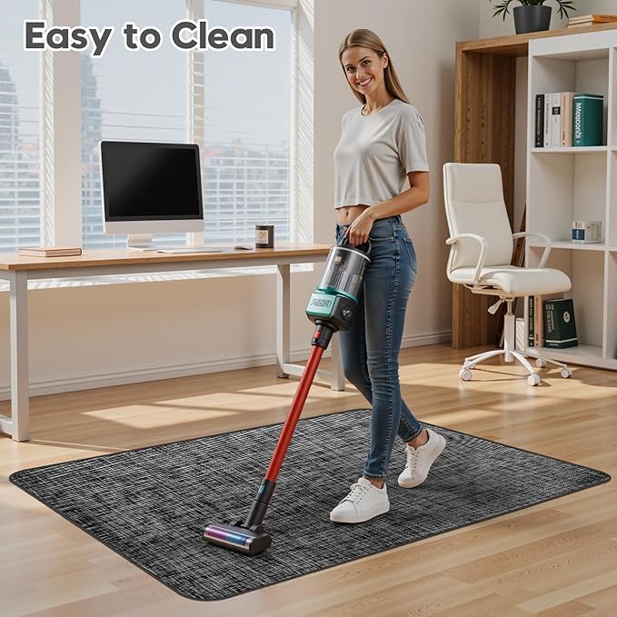 Sycoodeal Office Chair Mat for Hardwood & Tile Floor,Computer Gaming Chair Mat for Rolling Chairs Non-Curve, Anti-Slip, Heavy Duty Floor Protector for Home Office,Dark Black (36" x 55")