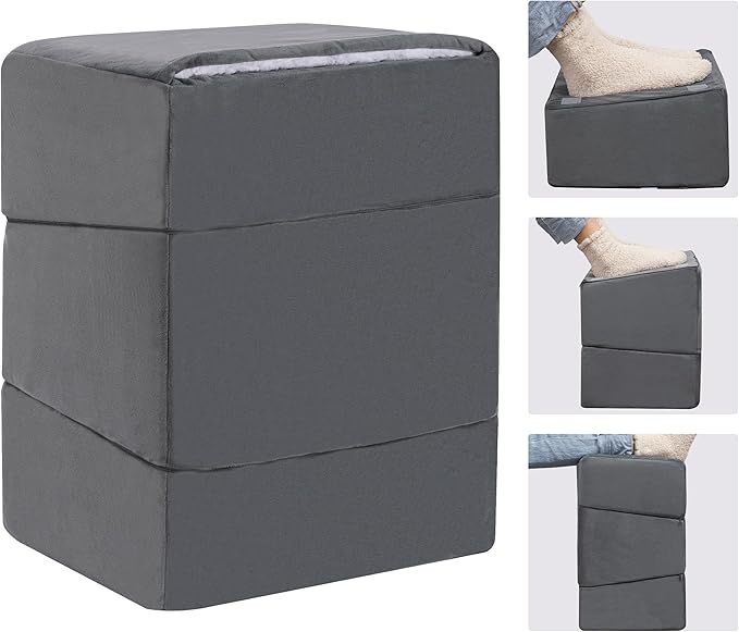 Ganondorf 3PCS Foot Rest for Under Desk at Work Adjustable Foot Rest Under Desk Ergonomic Foot Stools for Under Office Desk Extra Large Leg Pillow for Underdesk Footrest with Warm Sherpa Topper, Grey