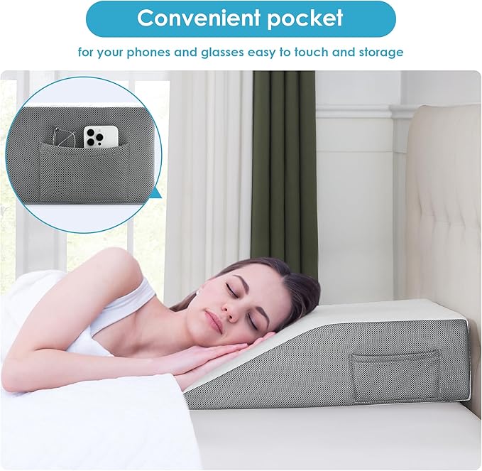 Cozymaker 6" Leg Elevation Pillows for Swelling, Cooling Gel Memory Foam Wedge Pillows for After Surgery, Sciatica Back Knee Hip Ankles Pain Relief, Leg Pillows for Sleeping