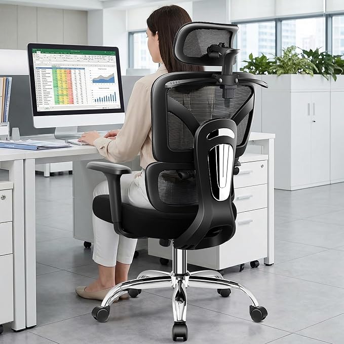 Ergonomic Office Chair, High Back Mesh Desk Chairs Comfy with Adjustable Lumbar Support, Home Computer Gaming Chair with 3D Headrest for Long Hours, 8 Pack