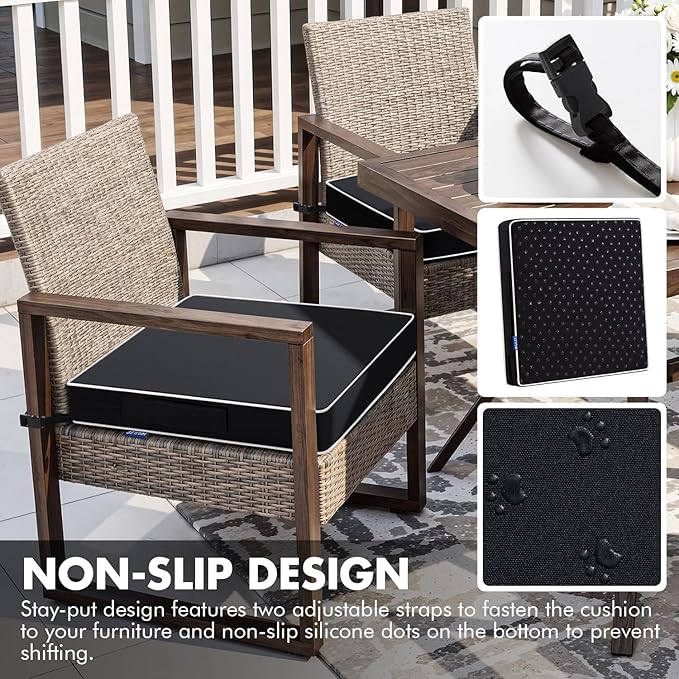 MIULEE Black 48 x 18 x 3 Outdoor Bench Cushion Waterproof Patio Chair Cushion with Adjustable Straps Set of 1 for Swing Patio Furniture 3-Year Color Fastness Garden Sofa Couch
