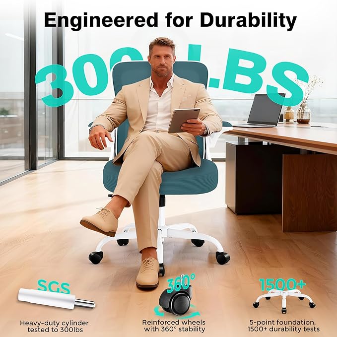 AreShark Office Chair - Ergonomic Breathable Mesh Desk Chair with Adjustable Lumbar Support and Flip-up Armrests - Executive High Back Rolling Swivel Comfortable Computer Gaming Chair for Home Office