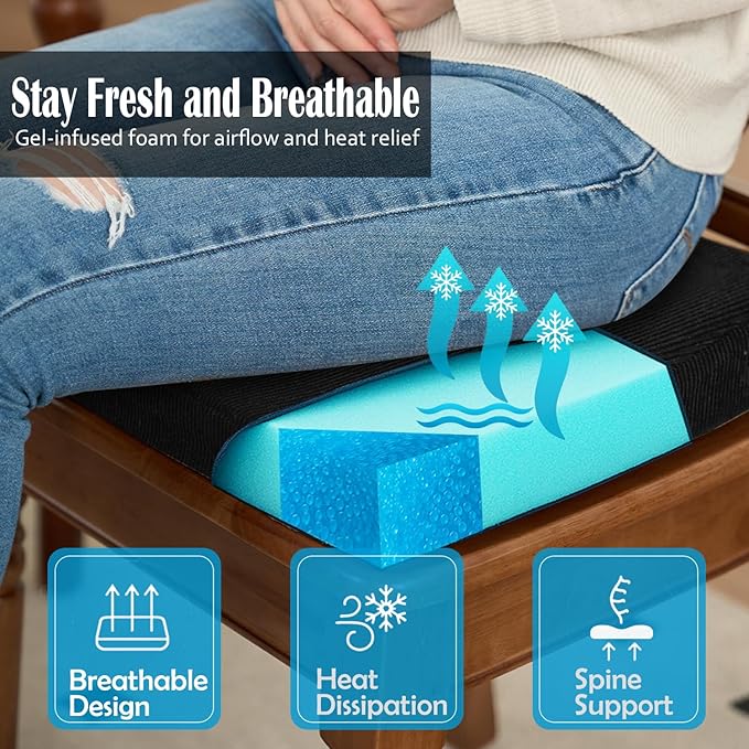 2'' Thick High-Density Foam Indoor Chair Cushions | Dining Chair Pads with Ties, Removable Washable Cover, Kitchen Chair Cushions 17"x16", Black 2 Pack