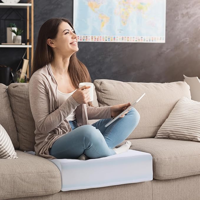HOMBYS Memory Foam Couch Cushion Replacement, High Density Upholstery Foam Wrapped with Memory Foam & Polyester Batting, Sofa Cushions Inserts with Dacron Fiber Layer,with Removable Cover,5”x22 x24